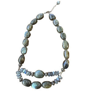 Vintage Sterling Silver and Labradorite Beaded Necklace